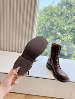 Ботинки Miu Miu Leather Laced Booties 5U316E From The Runway Premium Brown