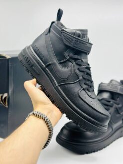 Кроссовки Nike Air Force 1 Mid Gore-Tex All-Black зимние с мехом