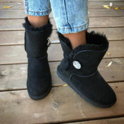 Угги женские UGG Bailey Button Bling Suede Black (осталось два размера: 36, 37)