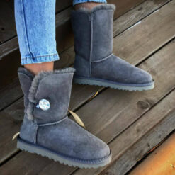 Угги женские UGG Bailey Button Bling Suede Grey (остался один размер 38)