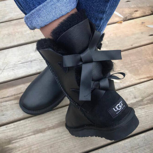 Угги женские UGG Bailey Bow Metallic Black (осталось два размера: 36, 38) - фото 2