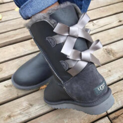 Угги женские UGG Bailey Bow Metallic Grey (остался один размер 37)