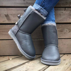 Угги женские UGG Bailey Bow Metallic Grey (остался один размер 37)