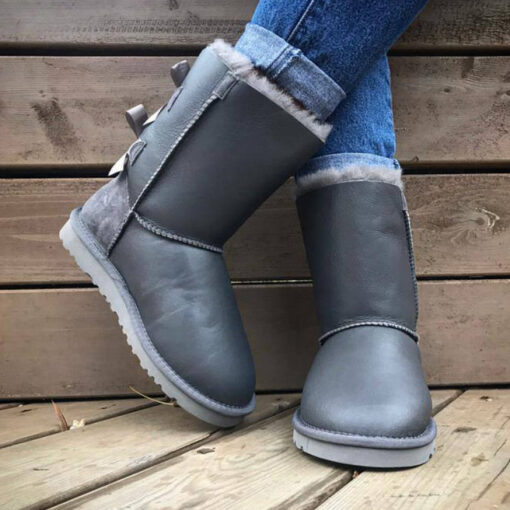 Угги женские UGG Bailey Bow Metallic Grey (остался один размер 37) - фото 1