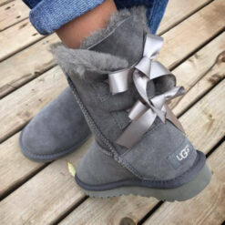 Угги женские UGG Bailey Bow Suede Grey (остался один размер 38)