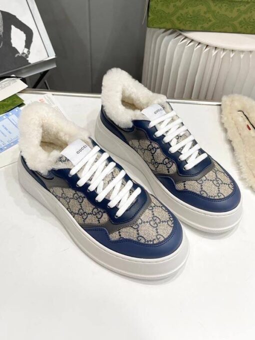 Кроссовки Gucci GG A38GO Winter Lo Blue-Beige - фото 1