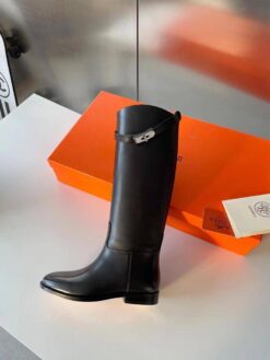 Сапоги зимние женские Hermes Jumping Boot H042138Z Fur Premium Black