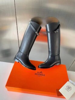 Сапоги зимние женские Hermes Jumping Boot H042138Z Fur Premium Black