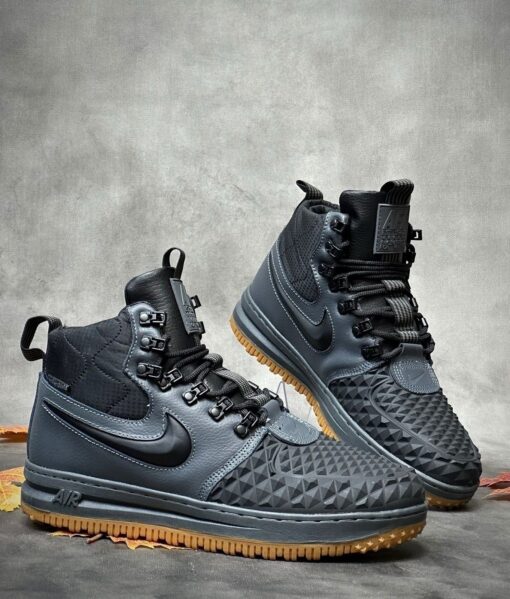 Кроссовки Nike Air Force 1 Lunar Duckboot Grey зимние с мехом - фото 5