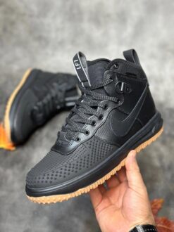 Кроссовки Nike Air Force 1 Lunar Duckboot Black зимние с мехом