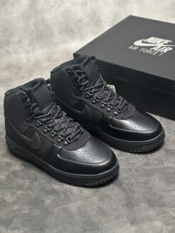 Кроссовки Nike Air Force 1 Lunar Duckboot Thermo All Black зимние с мехом