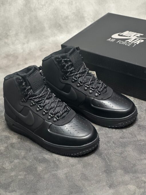 Кроссовки Nike Air Force 1 Lunar Duckboot Thermo All Black зимние с мехом - фото 2