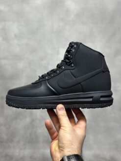 Кроссовки Nike Air Force 1 Lunar Duckboot Thermo All Black зимние с мехом