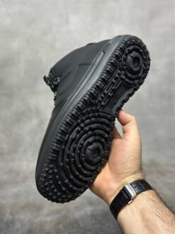 Кроссовки Nike Air Force 1 Lunar Duckboot Thermo All Black зимние с мехом