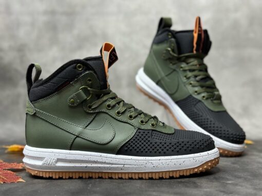 Кроссовки Nike Air Force 1 Lunar Duckboot Green зимние с мехом - фото 4