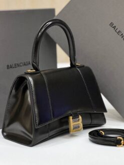 Женская кожаная сумка Balenciaga Hourglass A133616 чёрная 23/14 см