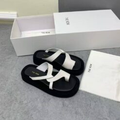 Шлёпанцы женские The Row Ginza Sandal in Suede F2138R White Black