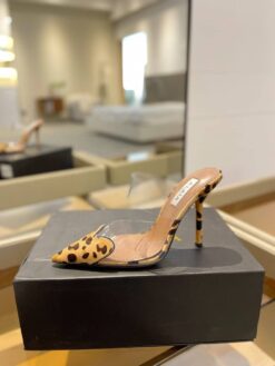 Босоножки Alaia Le Coeur Mules In Patent Calfskin AA3M053 прозрачные лео коричневые