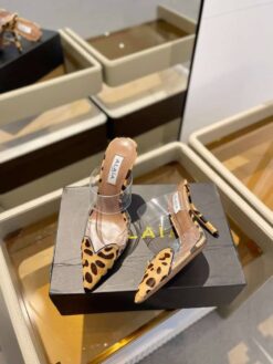 Босоножки Alaia Le Coeur Mules In Patent Calfskin AA3M053 прозрачные лео коричневые