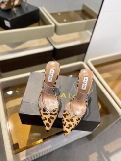 Босоножки Alaia Le Coeur Mules In Patent Calfskin AA3M053 прозрачные лео коричневые