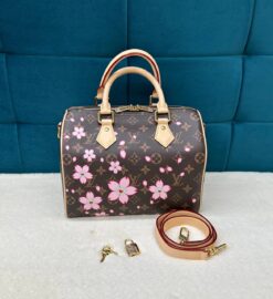 Женская сумка Louis Vuitton LV x TM Speedy 25 Premium Brown в цветочек 25-20/15 см