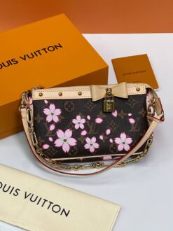 Женская сумка-клатч Louis Vuitton LV x TM Pochette Accessories Premium Brown в цветочек 22-12/4 см