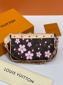 Женская сумка-клатч Louis Vuitton LV x TM Pochette Accessories Premium Brown в цветочек 22-12/4 см