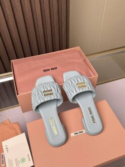 Шлёпанцы Miu Miu Matelasse Nappa Leather Slides 5XX605 Premium L.Blue