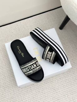 Шлёпанцы женские Christian Dior Dway Platform Slide KCO258ERC Premium Black