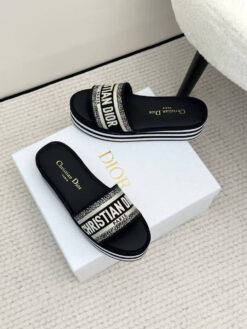 Шлёпанцы женские Christian Dior Dway Platform Slide KCO258ERC Premium Black