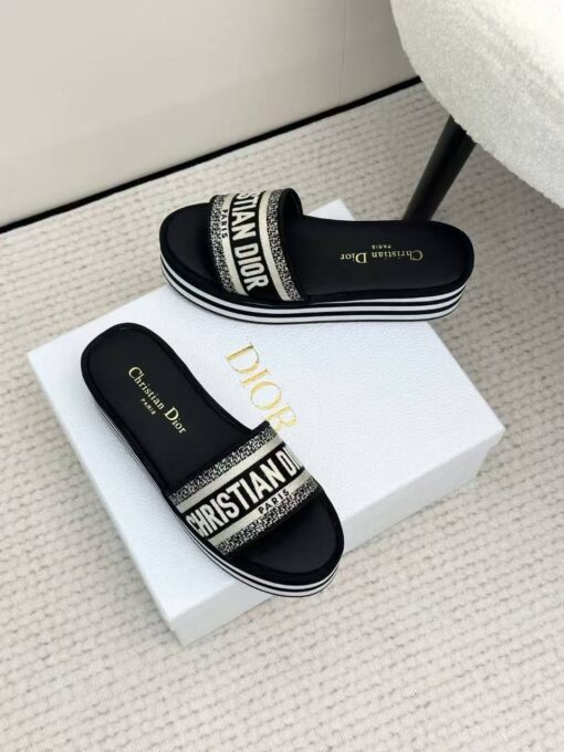 Шлёпанцы женские Christian Dior Dway Platform Slide KCO258ERC Premium Black - фото 5