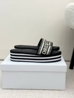 Шлёпанцы женские Christian Dior Dway Platform Slide KCO258ERC Premium Black