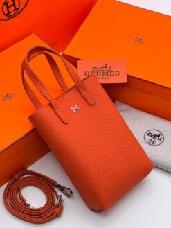 Сумка для телефона Hermes 18/11 см на плечо A134527 оранжевая
