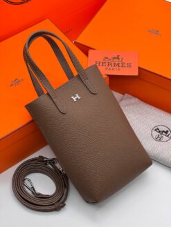 Сумка для телефона Hermes 18/11 см на плечо 134541 коричневая