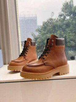 Женские ботинки Prada Leather Chukka Boots 2T916L Premium Brown
