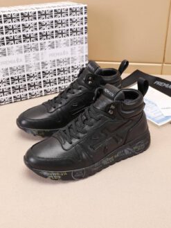 Мужские кроссовки Premiata Mid A135392 зимние с мехом чёрные