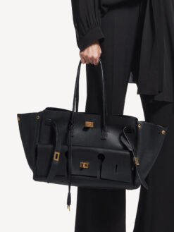 Сумка Balenciaga Bel Air Carry All Bag Medium 37 cm Leather Black (фурнитура серебро|золото)