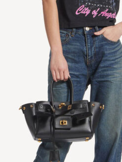 Сумка Balenciaga Bel Air Carry All Bag Mini 23 cm Leather Black (фурнитура серебро|золото)