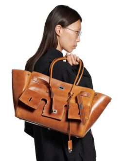 Сумка Balenciaga Bel Air Carry All Bag Leather Brown (три размера: 23 cm; 30 cm; 37 cm)