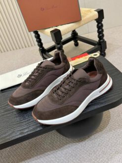 Мужские кроссовки Лоро Пиано Weekend Walk Suede-Trimmed Shell Evo Wind Premium Brown
