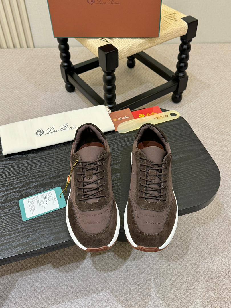 Мужские кроссовки Лоро Пиано Weekend Walk Suede-Trimmed Shell Evo Wind Premium Brown фото 3 Мужские кроссовки Лоро Пиано Weekend Walk Suede-Trimmed Shell Evo Wind Premium Brown - фото 3