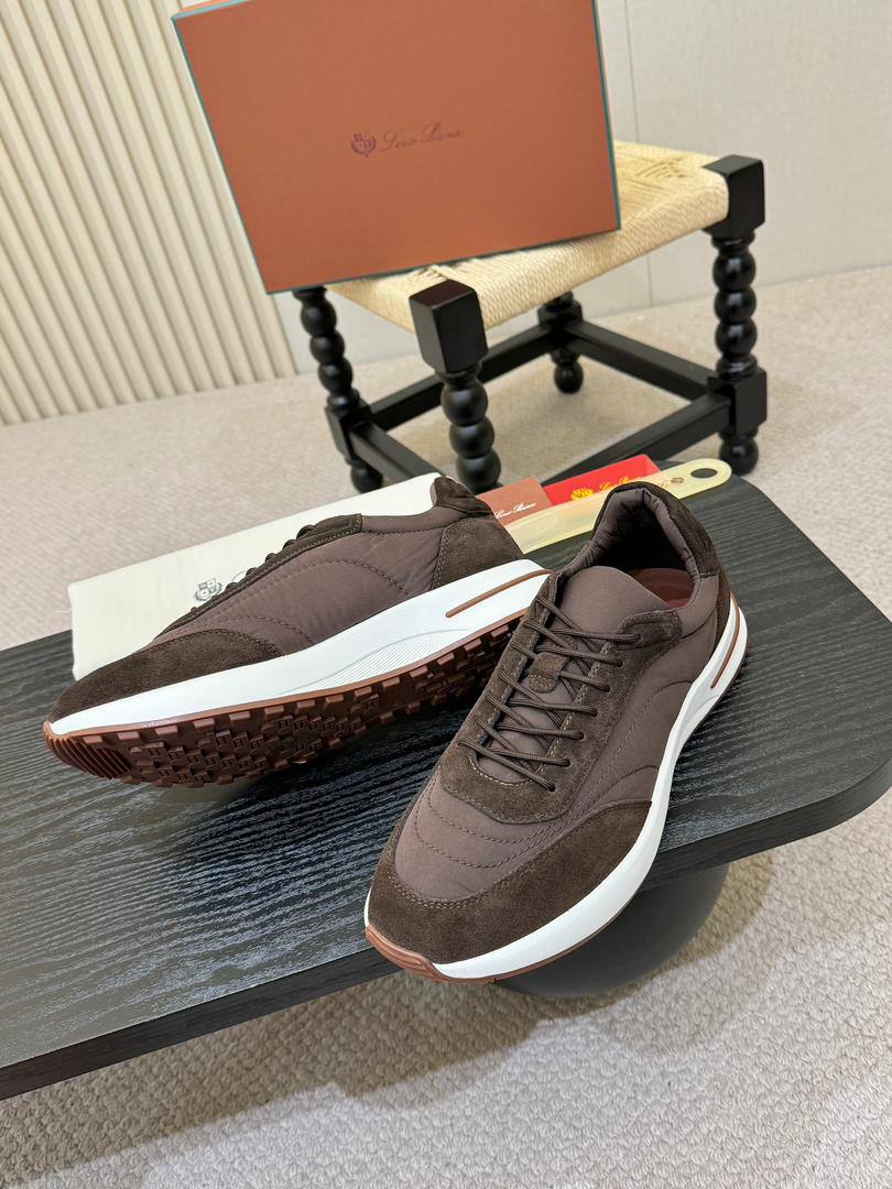 Мужские кроссовки Лоро Пиано Weekend Walk Suede-Trimmed Shell Evo Wind Premium Brown фото 4 Мужские кроссовки Лоро Пиано Weekend Walk Suede-Trimmed Shell Evo Wind Premium Brown - фото 4