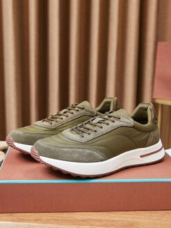 Мужские кроссовки Лоро Пиано Weekend Walk Suede-Trimmed Shell Evo Wind Fur Insole Premium Khaki