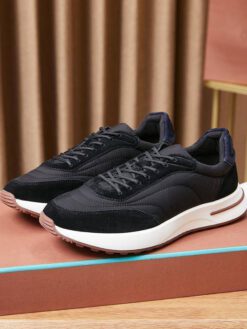 Мужские кроссовки Лоро Пиано Weekend Walk Suede-Trimmed Shell Evo Wind Fur Insole Premium Black