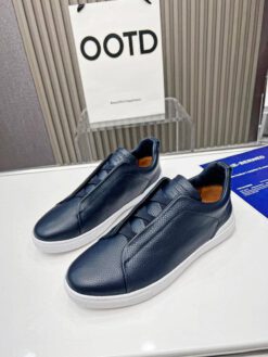 Кроссовки Ermenegildo Zegna Triple Stitch Lo Leather A136117 Blue (размеры 39-49)