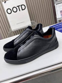 Кроссовки Ermenegildo Zegna Triple Stitch Lo Leather Suede A136183 Black (размеры 39-49) - фото 7