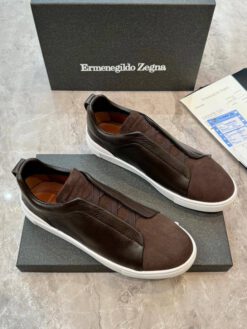 Кроссовки Ermenegildo Zegna Triple Stitch Lo Leather Suede A136223 Brown (размеры 39-49)