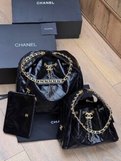 Женская сумка Chanel A136252 черная (два размера 26см и 30см)