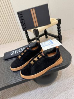 Кроссовки Ermenegildo Zegna Triple Stitch II Lo Suede A136353 Black - фото 8
