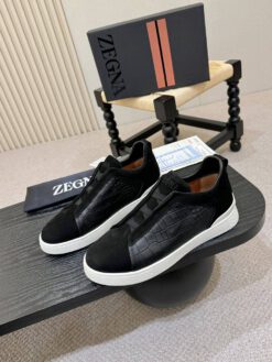 Кроссовки Ermenegildo Zegna Triple Stitch Lo Leather Suede A136748 Black (размеры 39-49) - фото 9